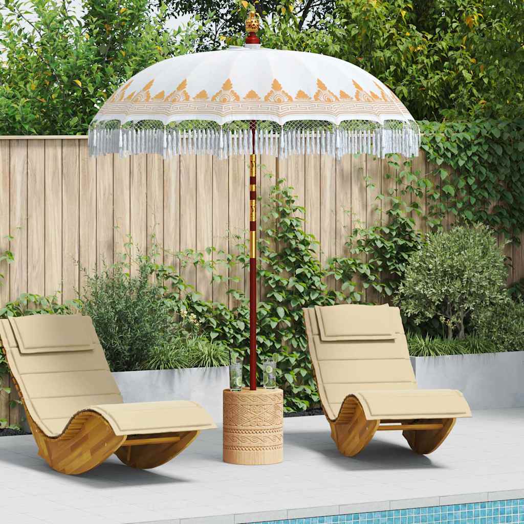 Balinesisk Parasol Krem (180-190) x 260 cm Bomull og solid tre