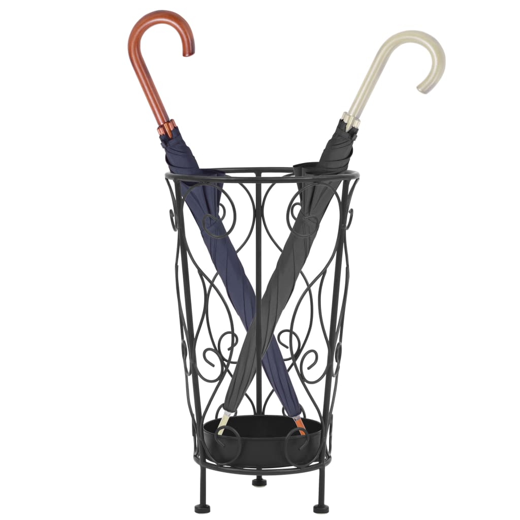 Paraplystativ gammeldags stil metall 26x46 cm svart