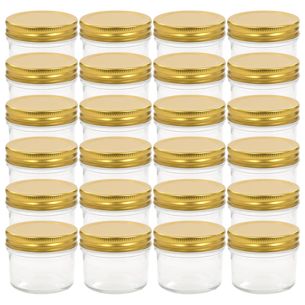 Syltetøyglass med gule lokk 24 stk 110 ml