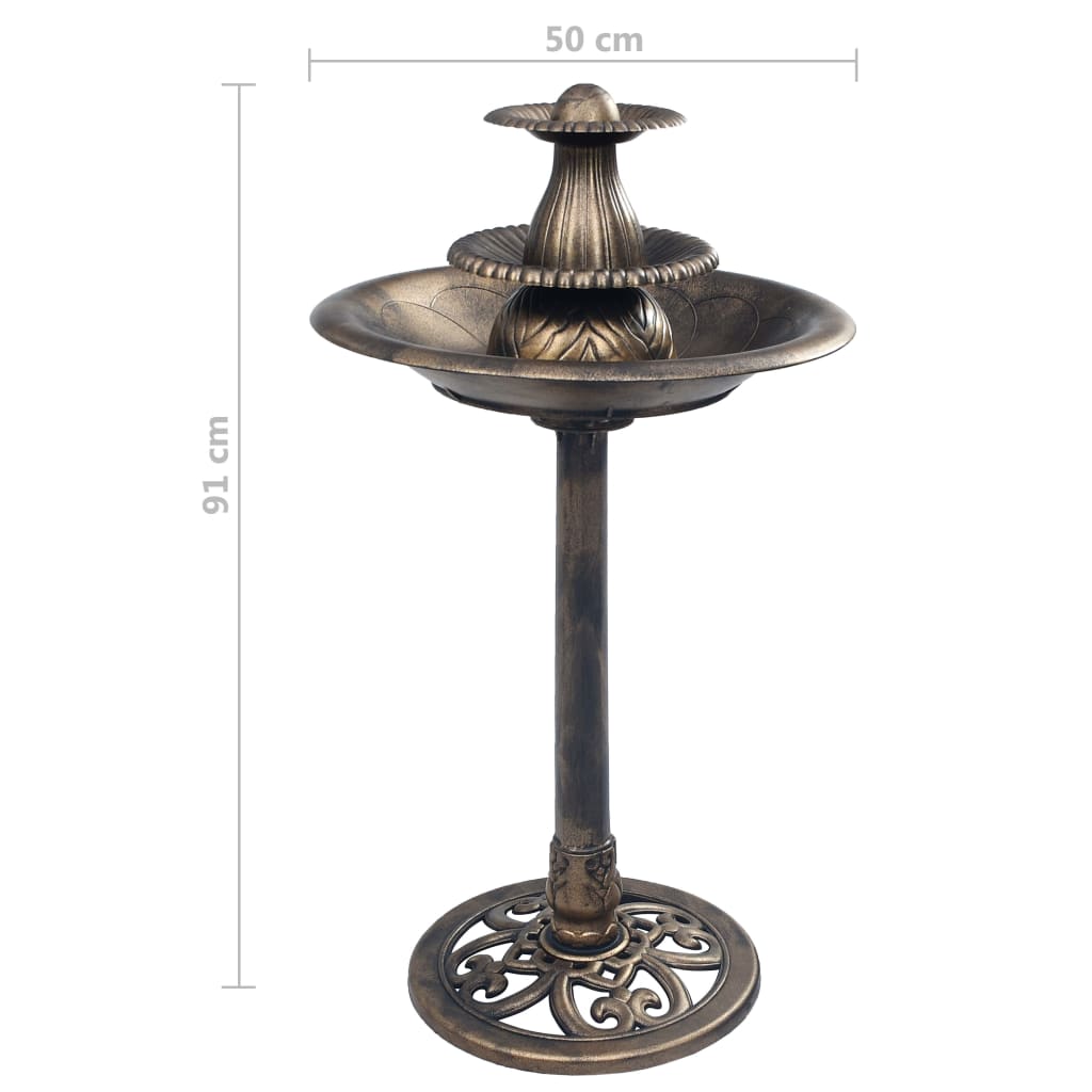 Fuglebad med fontene bronse 50x91 cm plast