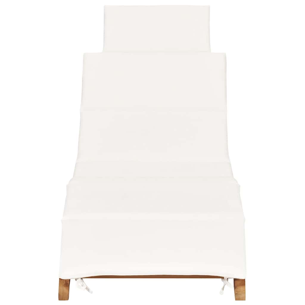 Sammenleggbar solseng med kremhvit pute heltre teak