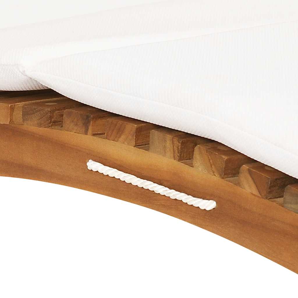 Sammenleggbar solseng med kremhvit pute heltre teak