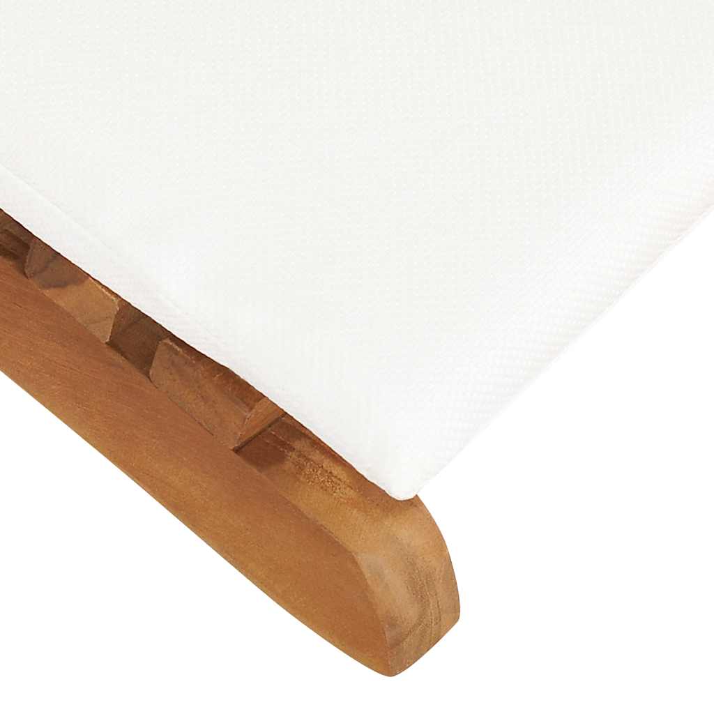 Sammenleggbar solseng med kremhvit pute heltre teak