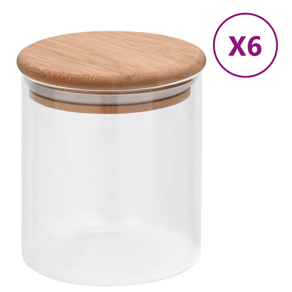 Glasskrukker med bambuslokk 6 stk 600 ml