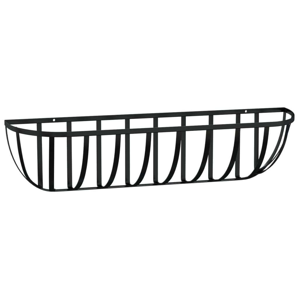 Plantekasser 2 stk med kokosfiberinnlegg svart 61x19x16 cm stål