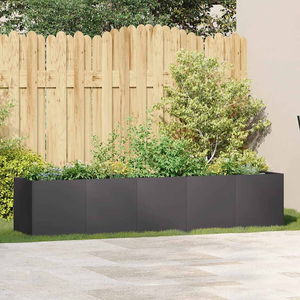 Plantekasse svart 200x40x40 cm kaldvalset stål