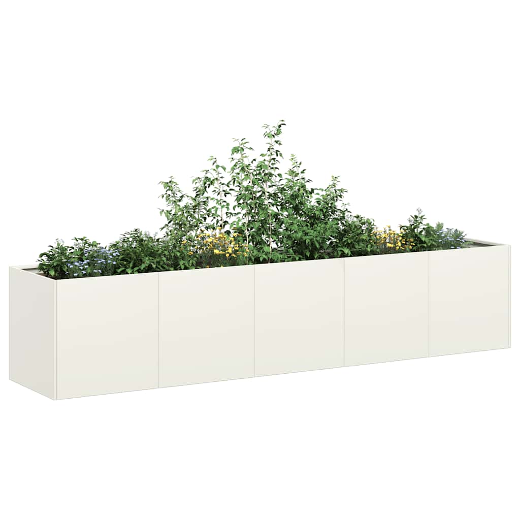 Plantekasse hvit 200x40x40 cm kaldvalset stål