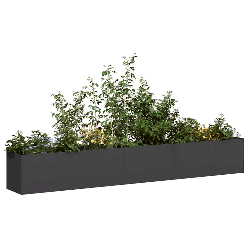 Plantekasse svart 280x40x40 cm kaldvalset stål