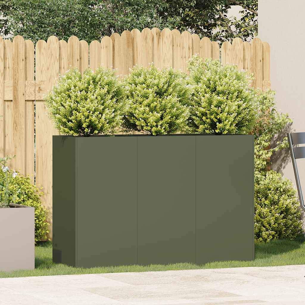Plantekasse olivengrønn 120x40x80 cm kaldvalset stål