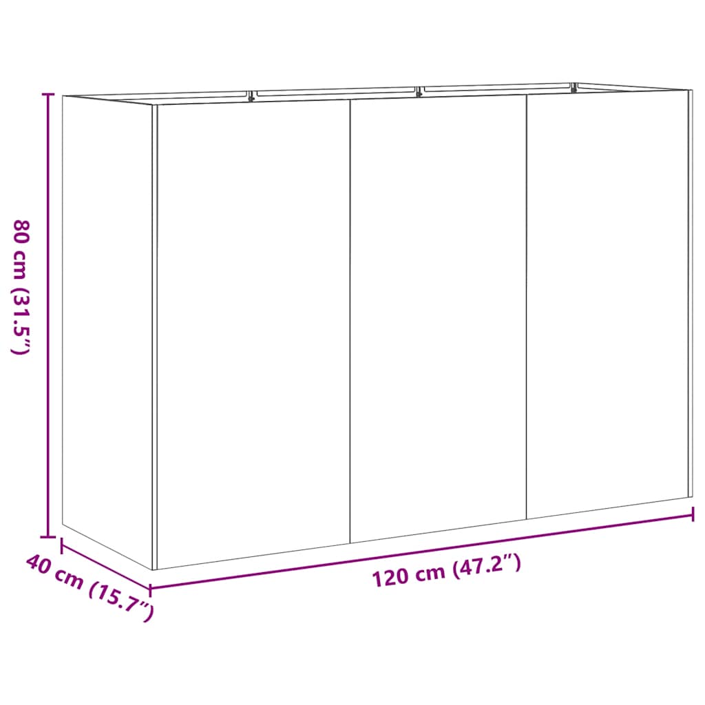 Plantekasse olivengrønn 120x40x80 cm kaldvalset stål
