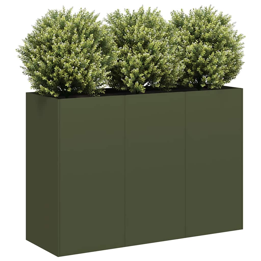 Plantekasse olivengrønn 120x40x80 cm kaldvalset stål