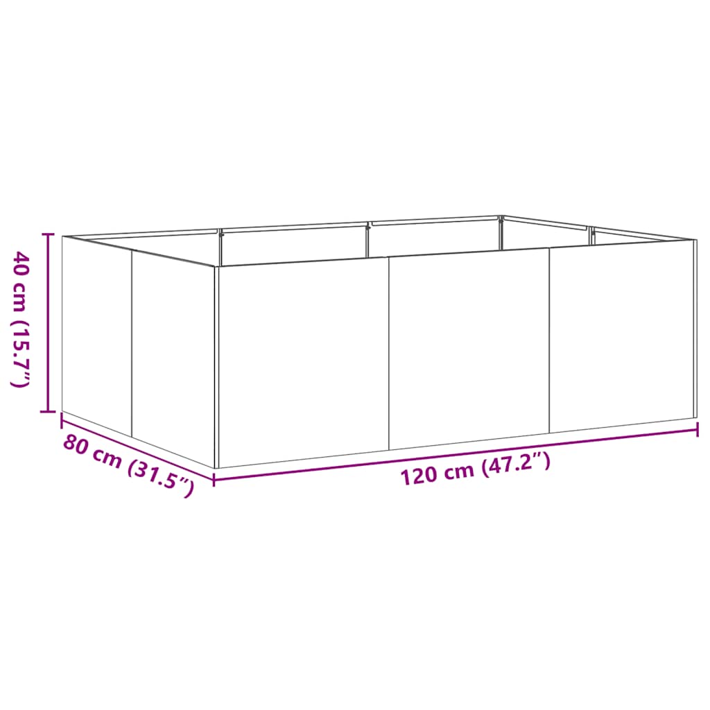 Plantekasse svart 120x80x40 cm stål