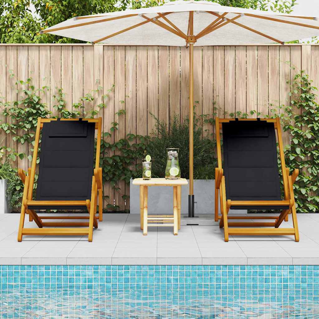 Strandstol 2 pcs Brun 61.5 x 123 x 82cm Massivt akasietre