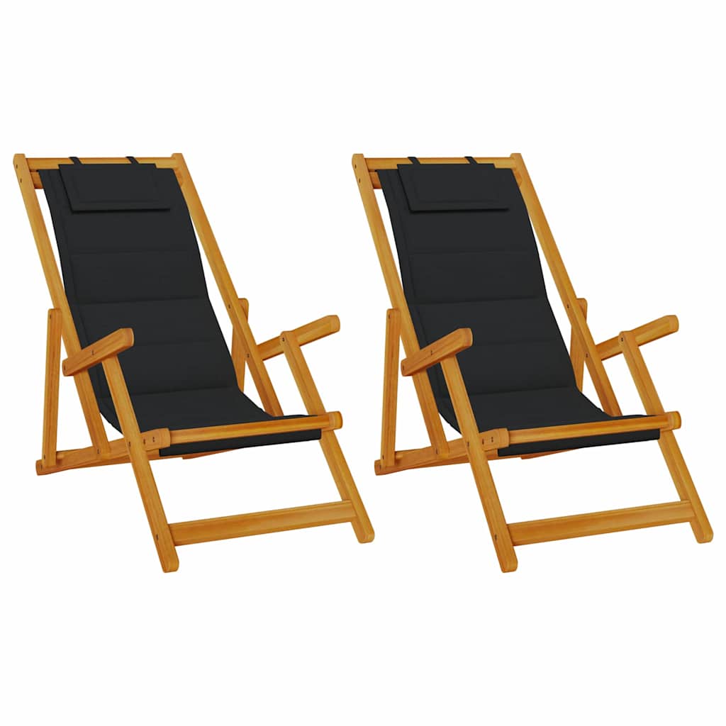 Strandstol 2 pcs Brun 61.5 x 123 x 82cm Massivt akasietre