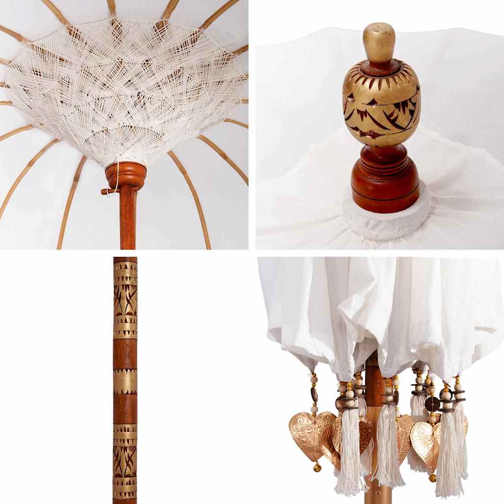Balinesisk Parasol Krem (180-190) x 260 cm Bomull og solid tre