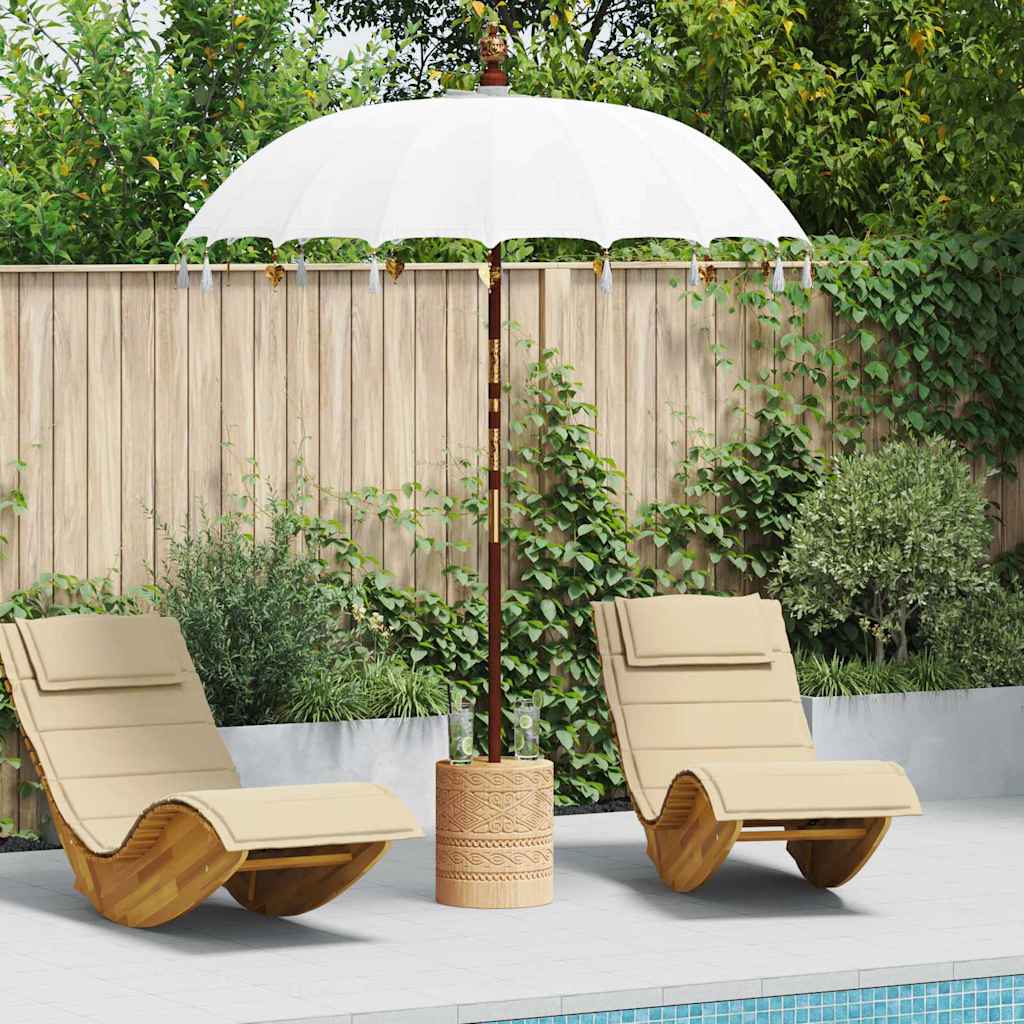 Balinesisk Parasol Krem (180-190) x 260 cm Bomull og solid tre