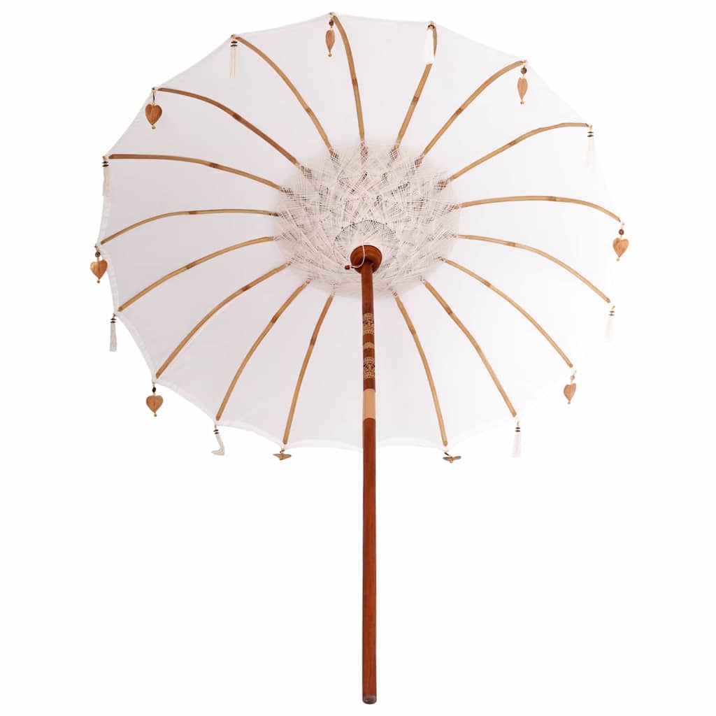 Balinesisk Parasol Krem (180-190) x 260 cm Bomull og solid tre