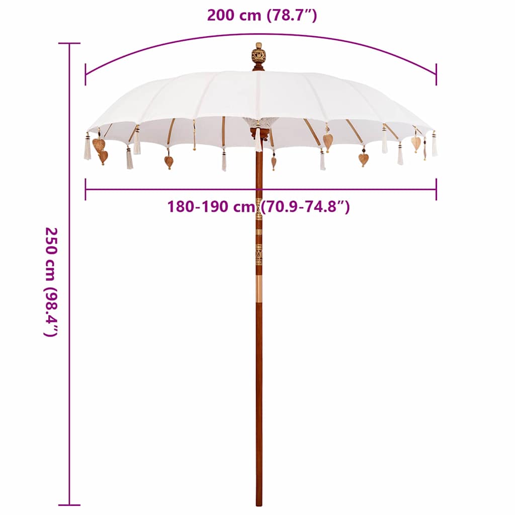 Balinesisk Parasol Krem (180-190) x 260 cm Bomull og solid tre