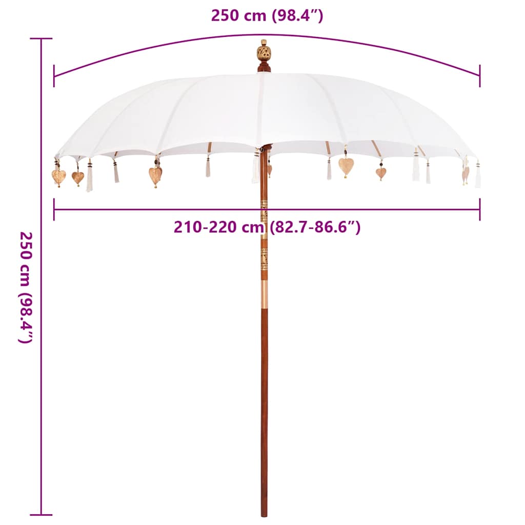Balinesisk Parasol Krem (210-220) x 260 cm Bomull og solid tre