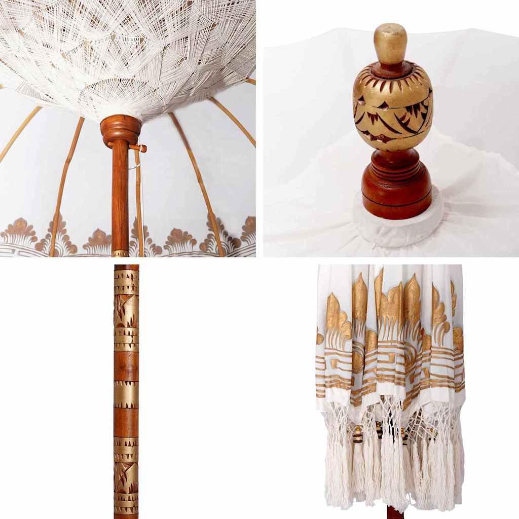 Balinesisk Parasol Krem (180-190) x 260 cm Bomull og solid tre