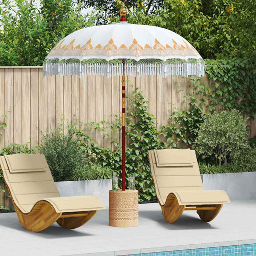 Balinesisk Parasol Krem (180-190) x 260 cm Bomull og solid tre