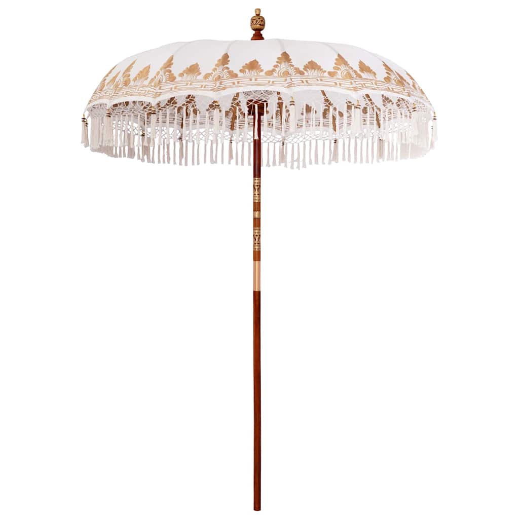 Balinesisk Parasol Krem (180-190) x 260 cm Bomull og solid tre