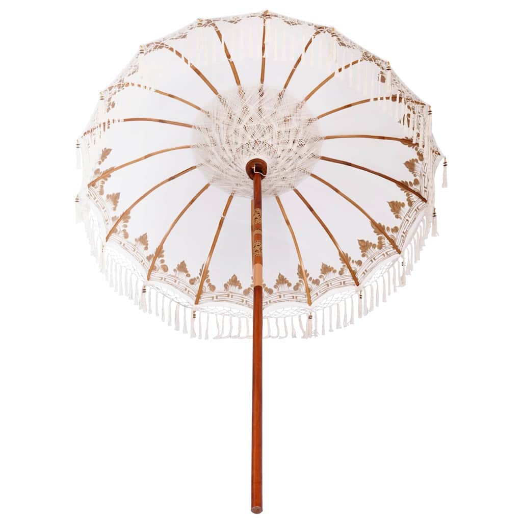 Balinesisk Parasol Krem (180-190) x 260 cm Bomull og solid tre