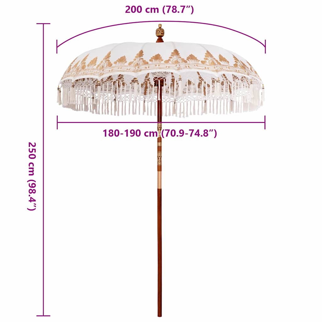 Balinesisk Parasol Krem (180-190) x 260 cm Bomull og solid tre
