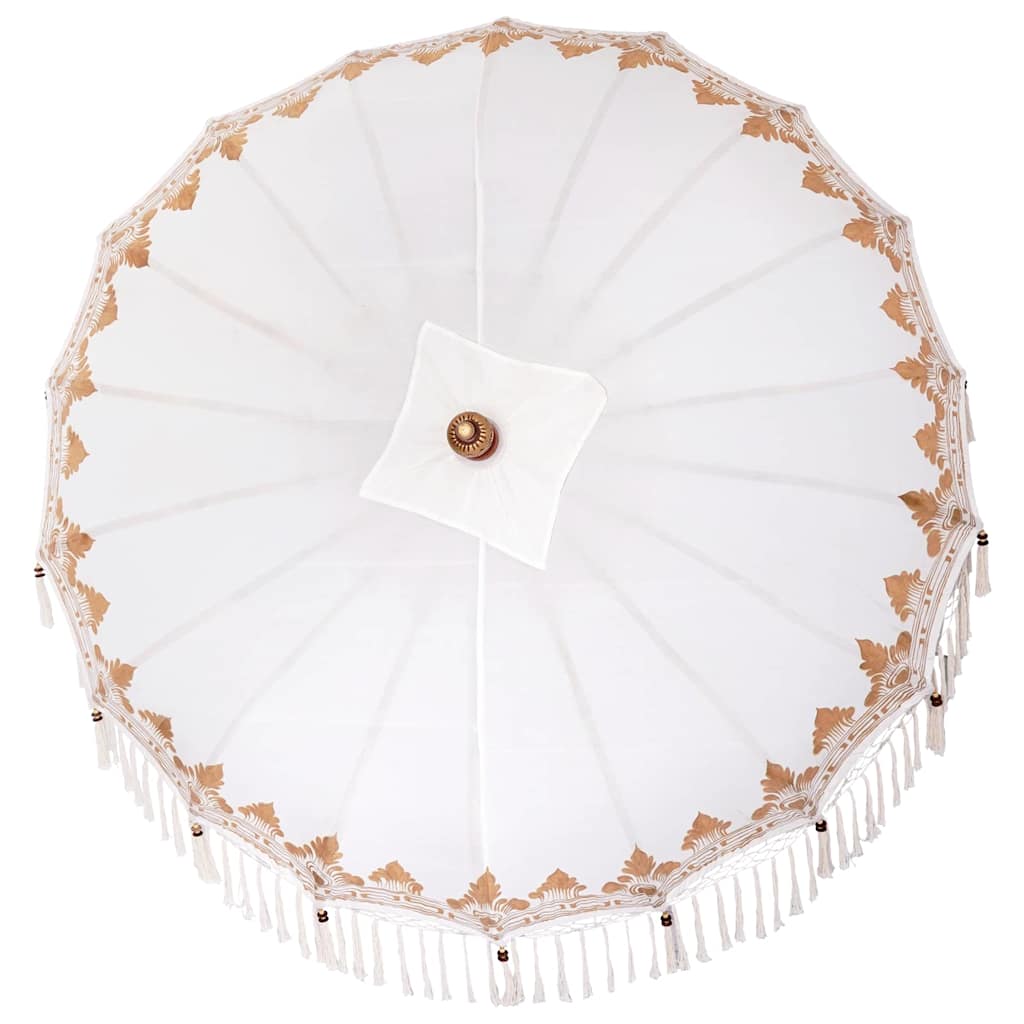 Balinesisk Parasol Krem (180-190) x 260 cm Bomull og solid tre