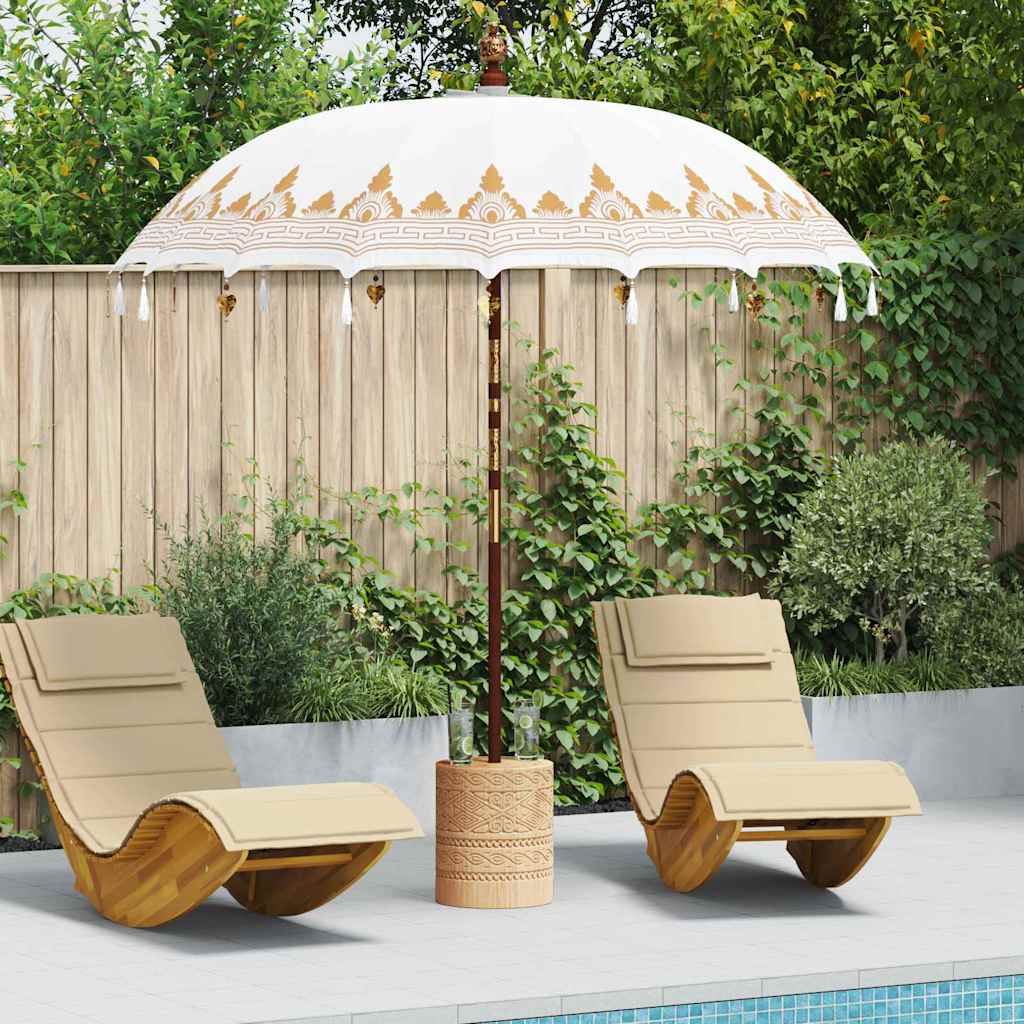 Balinesisk Parasol Krem (210-220) x 260 cm Bomull og solid tre