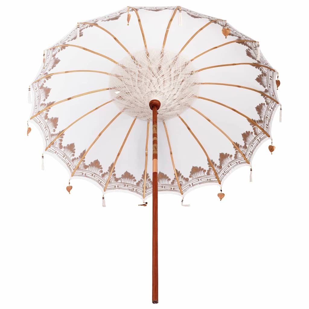 Balinesisk Parasol Krem (210-220) x 260 cm Bomull og solid tre