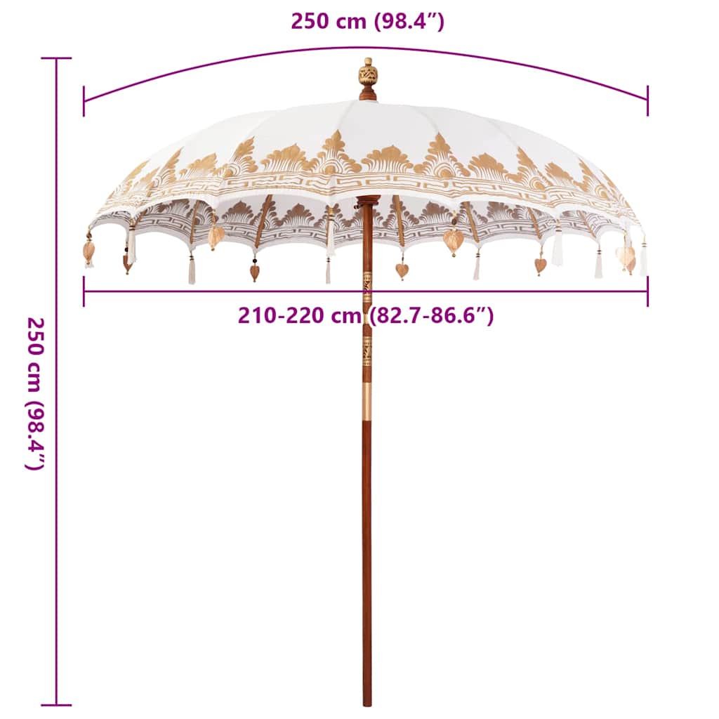 Balinesisk Parasol Krem (210-220) x 260 cm Bomull og solid tre