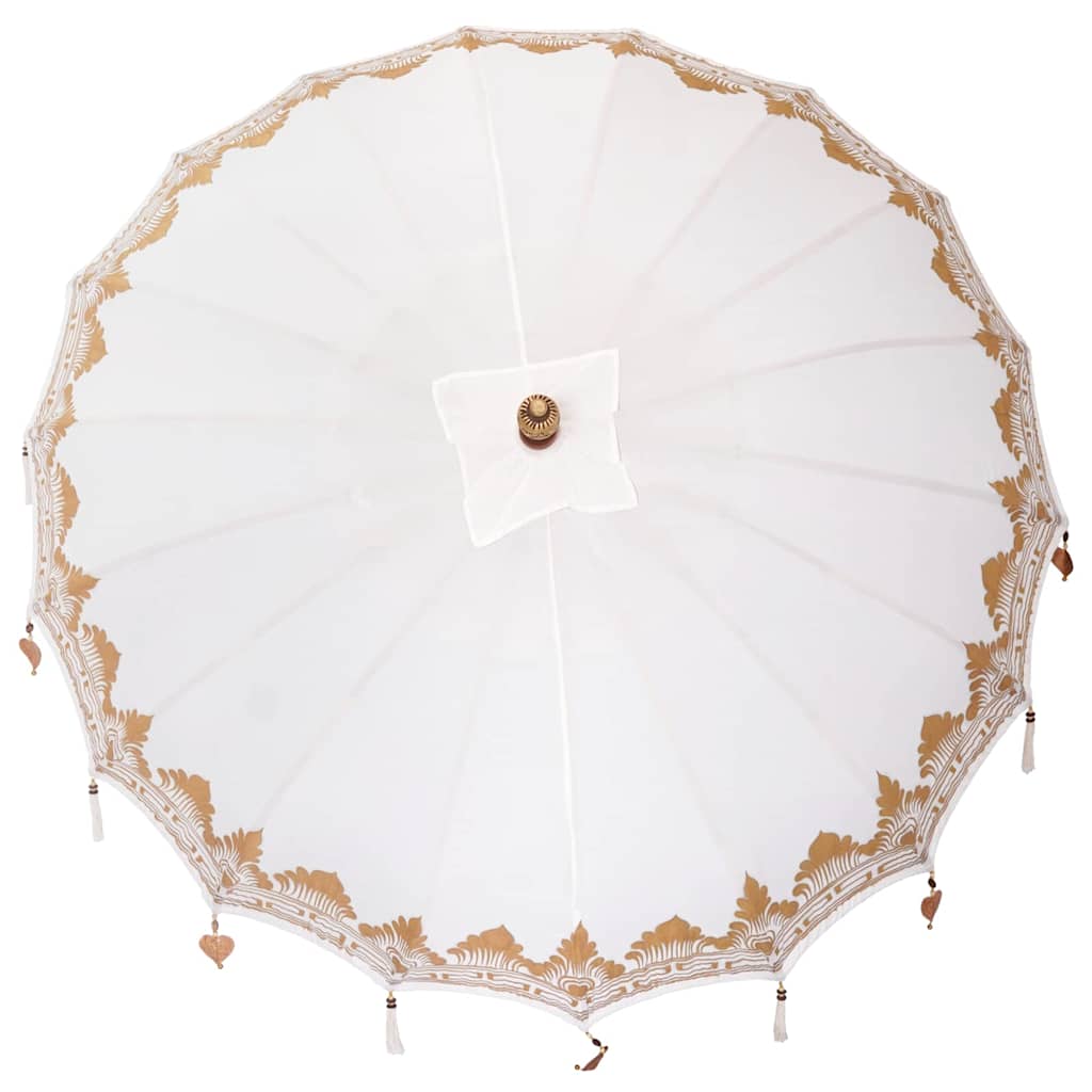 Balinesisk Parasol Krem (210-220) x 260 cm Bomull og solid tre