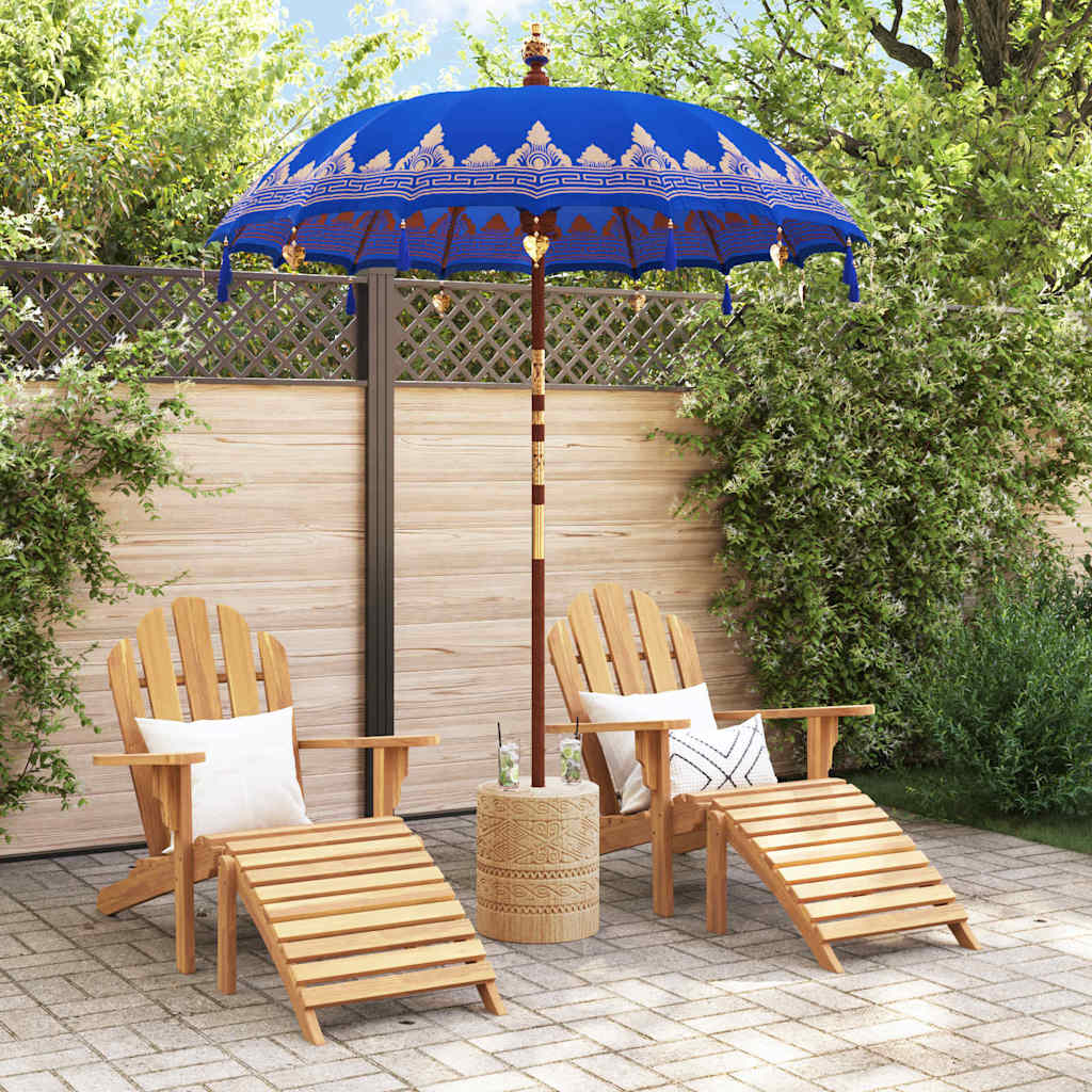 Balinesisk Parasol Blå (180-190) x 260 cm Bomull og solid tre