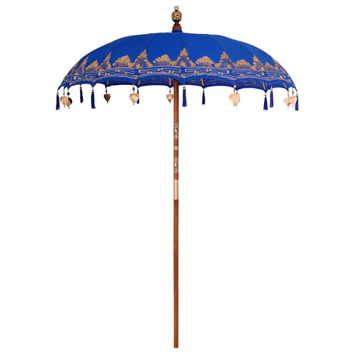 Balinesisk Parasol Blå (180-190) x 260 cm Bomull og solid tre