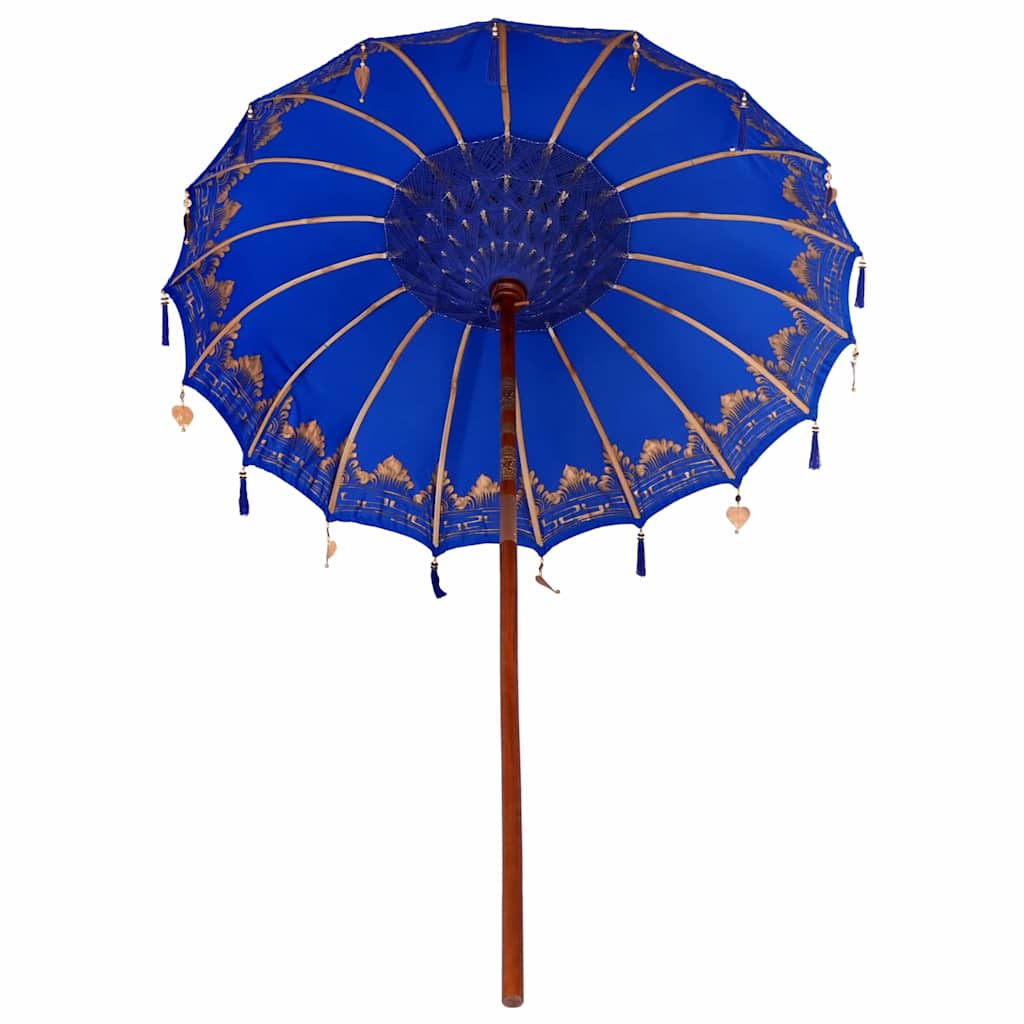 Balinesisk Parasol Blå (180-190) x 260 cm Bomull og solid tre