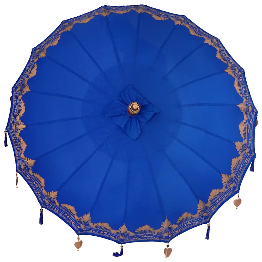 Balinesisk Parasol Blå (180-190) x 260 cm Bomull og solid tre