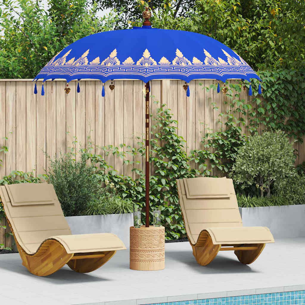 Balinesisk Parasol Blå (210-220) x 260 cm Bomull og solid tre