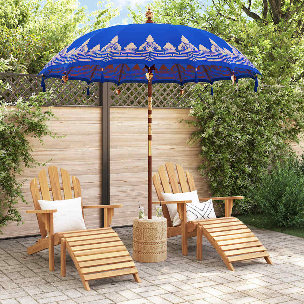 Balinesisk Parasol Blå (210-220) x 260 cm Bomull og solid tre