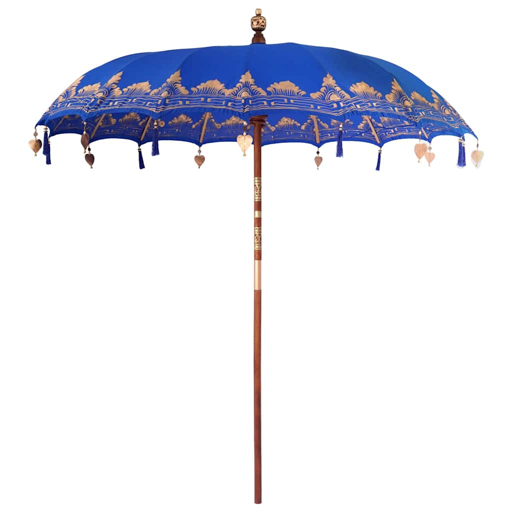 Balinesisk Parasol Blå (210-220) x 260 cm Bomull og solid tre