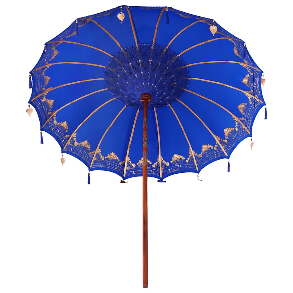 Balinesisk Parasol Blå (210-220) x 260 cm Bomull og solid tre