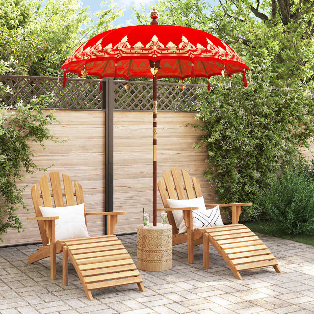 Balinesisk Parasol Rød (180-190) x 260 cm Bomull og solid tre