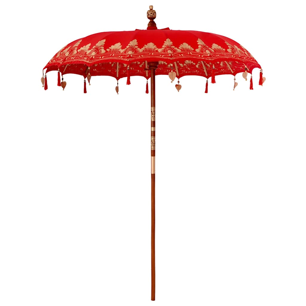 Balinesisk Parasol Rød (180-190) x 260 cm Bomull og solid tre