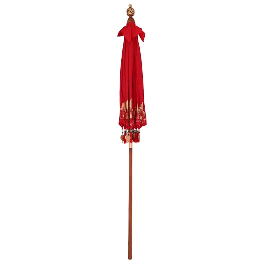 Balinesisk Parasol Rød (180-190) x 260 cm Bomull og solid tre