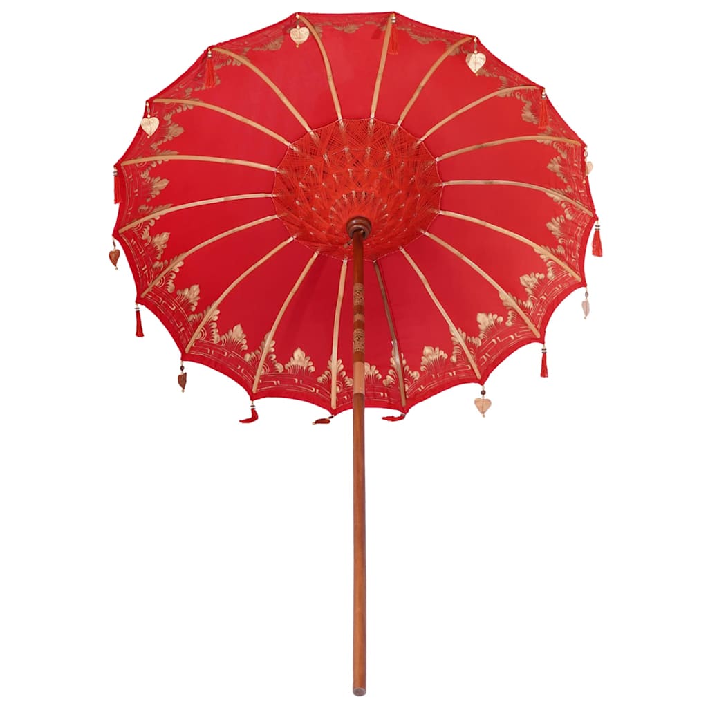 Balinesisk Parasol Rød (180-190) x 260 cm Bomull og solid tre