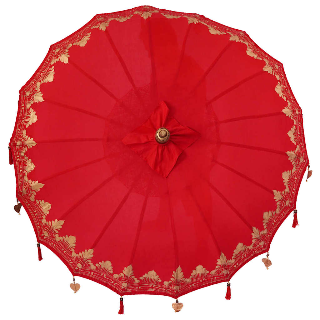Balinesisk Parasol Rød (180-190) x 260 cm Bomull og solid tre